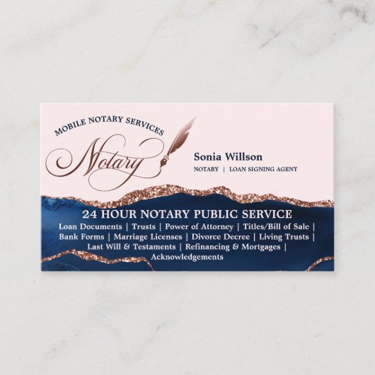 Vliegbrochure voor mobiele notaris- en leningsagen visitekaartje (Voorkant)