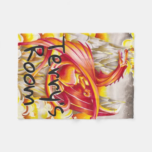 Vliegdraak en Volcano op maat Fleece Deken (Voorkant (Horizontaal))