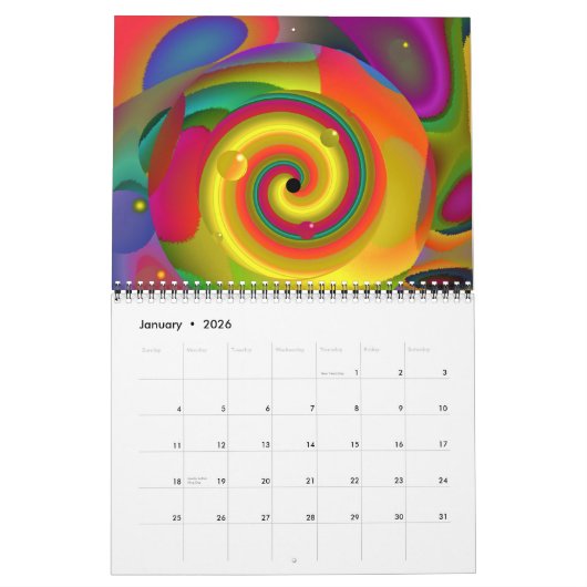 Vliegen 2024 Trippy Abstracte kunstkalender Kalender (Jan 2026)