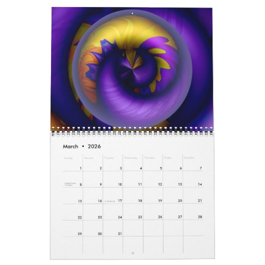 Vliegen 2024 Trippy Abstracte kunstkalender Kalender (Mar 2026)