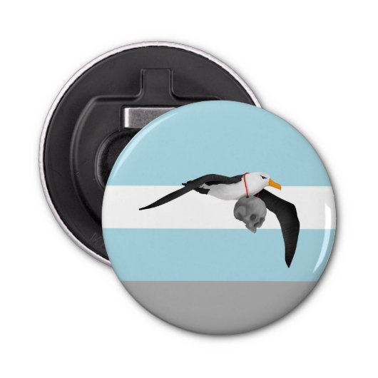 Vliegen Albatros met menselijke schedel Button Flesopener (Voorkant)