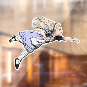 Vliegen Alice in Wonderland kijken glas Raamsticker