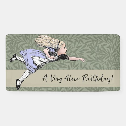 Vliegen Alice in Wonderland kijken glas Spandoek (Horizontaal)