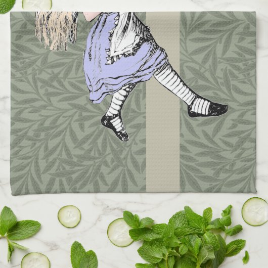 Vliegen Alice in Wonderland kijken glas Theedoek (Gevouwen)