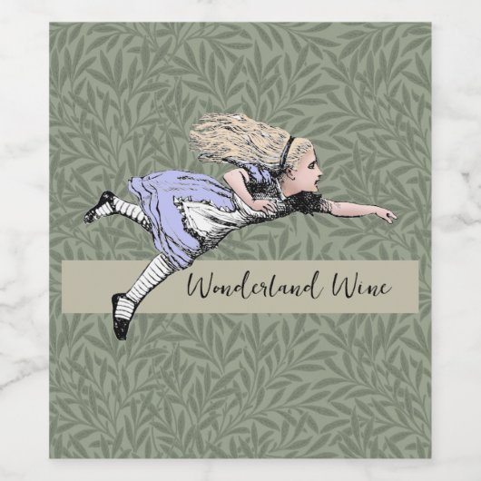 Vliegen Alice in Wonderland kijken glas Wijn Etiket (Enkel label)