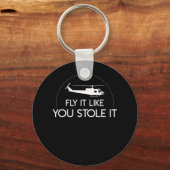 Vliegen alsof je een helikopterpiloot tegen je hou sleutelhanger (Voorkant)