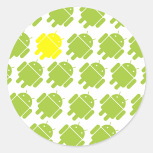 Vliegen Android Geel Ronde Sticker