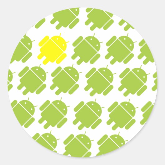 Vliegen Android Geel Ronde Sticker (Voorkant)