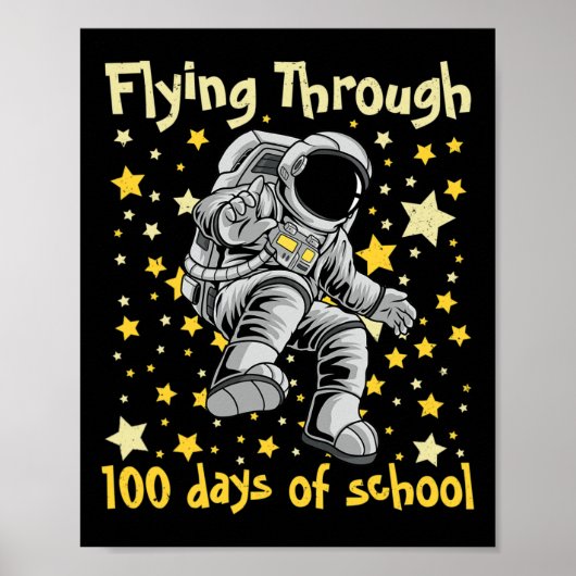 Vliegen door 100 dagen school 100e dag Astron Poster (Voorkant)