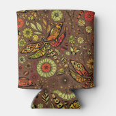 Vliegen, dragonvlieg op kannamonbruin blikjeskoeler (Achterkant)