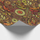 Vliegen, dragonvlieg op kannamonbruin cadeaupapier (Hoek)