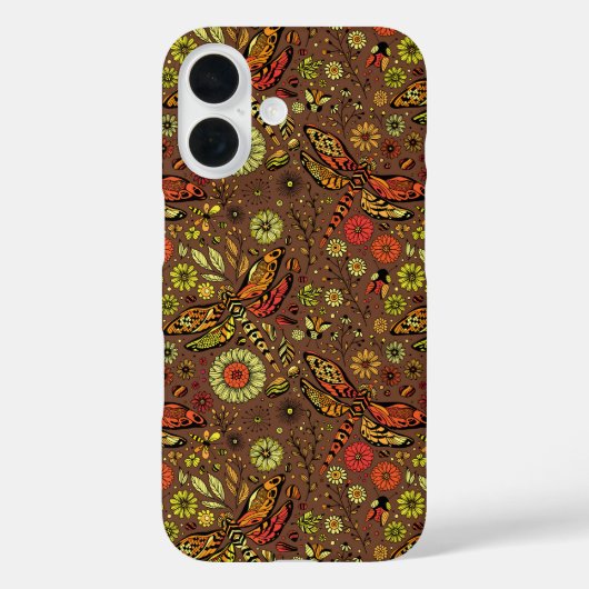 Vliegen, dragonvlieg op kannamonbruin Case-Mate iPhone case (Achterkant)