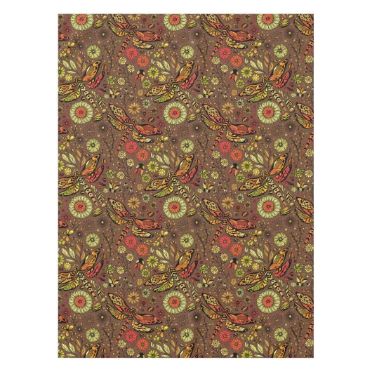 Vliegen, dragonvlieg op kannamonbruin tafelkleed (Voorkant)