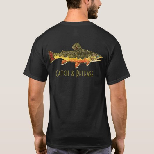 Vliegen en lossen van forel t-shirt (Achterkant)
