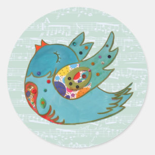 Vliegen en zingen van staarvogels ronde sticker