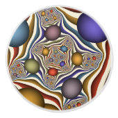 Vliegen, kleurrijke moderne Abstracte fractale kun Keramische Knop (Voorkant)