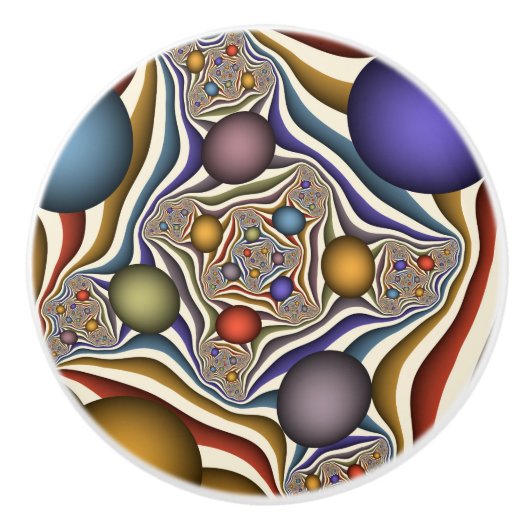 Vliegen, kleurrijke moderne Abstracte fractale kun Keramische Knop (Voorkant)