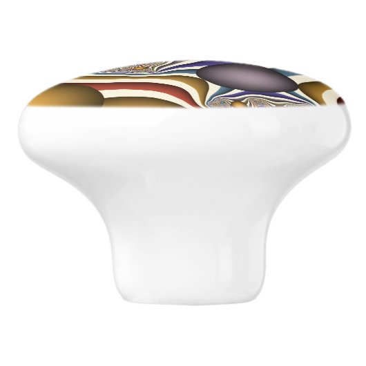 Vliegen, kleurrijke moderne Abstracte fractale kun Keramische Knop (Zijkant)