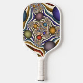 Vliegen, kleurrijke moderne Abstracte fractale kun Pickleball Paddle (Achterkant)