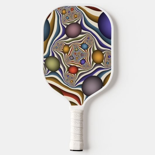 Vliegen, kleurrijke moderne Abstracte fractale kun Pickleball Paddle (Achterkant)