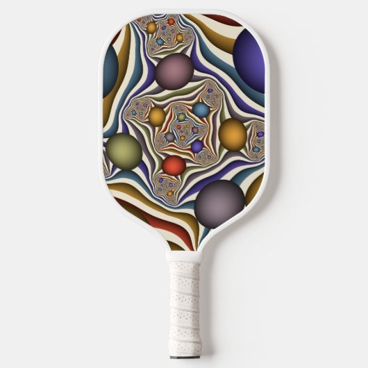 Vliegen, kleurrijke moderne Abstracte fractale kun Pickleball Paddle (Voorkant)