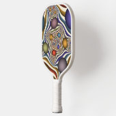 Vliegen, kleurrijke moderne Abstracte fractale kun Pickleball Paddle (Links)