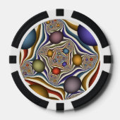 Vliegen, kleurrijke moderne Abstracte fractale kun Poker Chips (Voorkant)