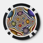 Vliegen, kleurrijke moderne Abstracte fractale kun Poker Chips (Achterkant)