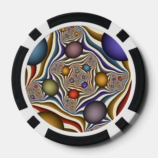 Vliegen, kleurrijke moderne Abstracte fractale kun Poker Chips (Achterkant)