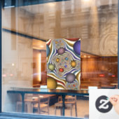Vliegen, kleurrijke moderne Abstracte fractale kun Raamsticker (Cafe Raam)