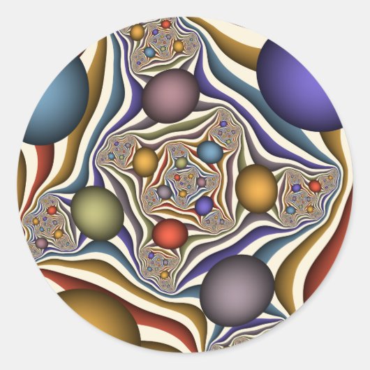 Vliegen, kleurrijke moderne Abstracte fractale kun Ronde Sticker (Voorkant)