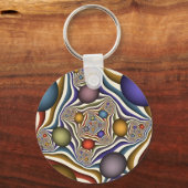 Vliegen, kleurrijke moderne Abstracte fractale kun Sleutelhanger (Voorkant)