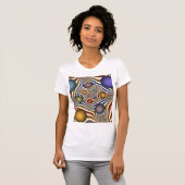 Vliegen, kleurrijke moderne Abstracte fractale kun T-shirt (Voorkant volledig)