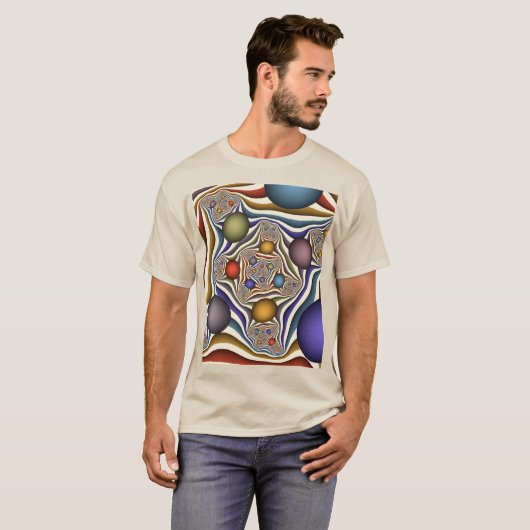 Vliegen, kleurrijke moderne Abstracte fractale kun T-shirt (Voorkant volledig)