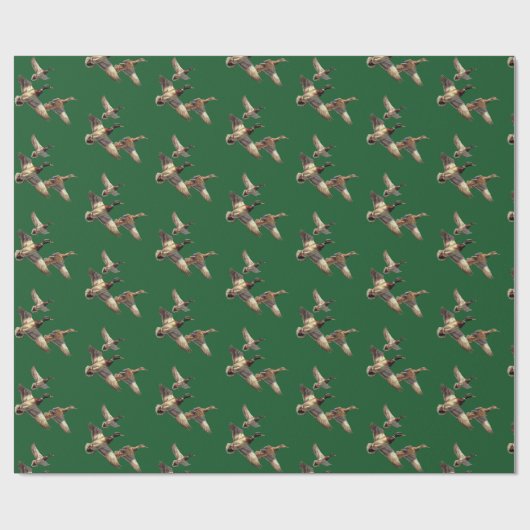 Vliegen Mallard eenden op groen Cadeaupapier (Vlak)