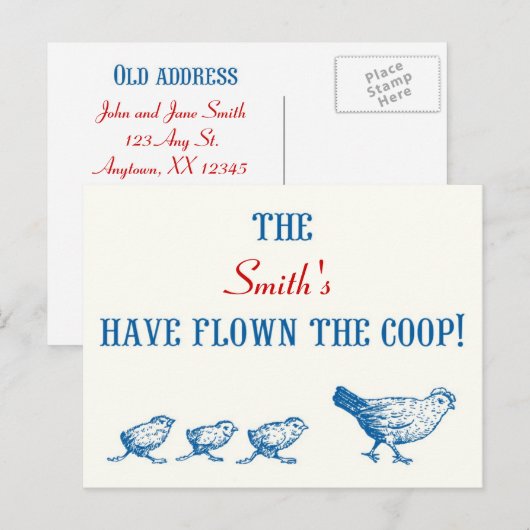 Vliegen met de Coop Change of Address Aankondigingskaart (Voorkant / Achterkant)