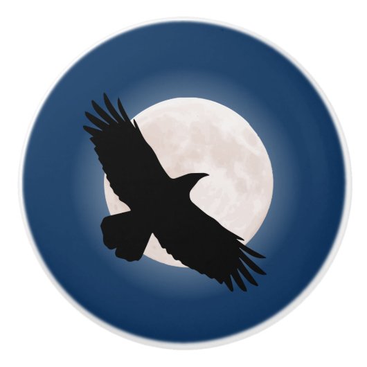 Vliegen met de maan erachter keramische knop (Voorkant)