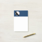 Vliegen met de maan erachter post-it® notes (Op bureau)