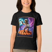 Vliegen met een Pizza Astronaut Kat Space Funny Ca Tri-Blend Shirt (Voorkant)