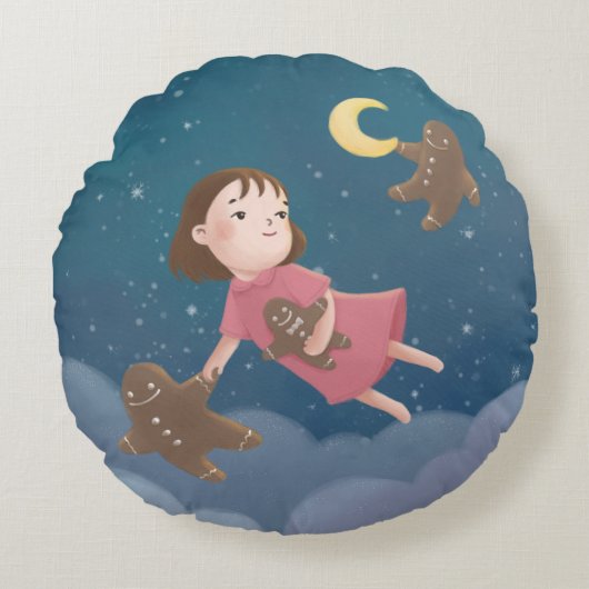 Vliegen met Gingerbread Cookies Dream Rond Kussen (Voorkant)