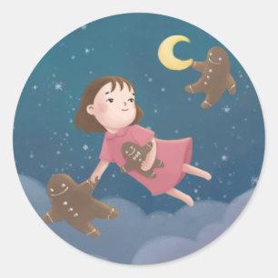 Vliegen met Gingerbread Cookies Dream Ronde Sticker