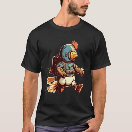 Vliegen met Jet Pack Kip T-shirt (Voorkant)