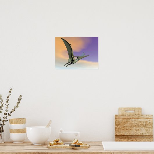 vliegen met Pteranodon dinosaur - 3D rendering Poster (Keuken)