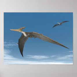 vliegen met Pteranodon dinosaurussen - 3D renderin Poster