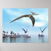 vliegen met Pteranodon dinosaurussen - 3D renderin Poster (Voorkant)