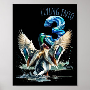 Vliegen naar 3 eendenjacht 3e verjaardagsfeest 3 y poster