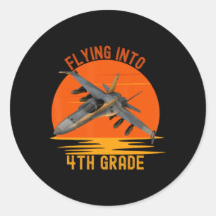 Vliegen naar 4e klas jongens Byck naar school Jet  Ronde Sticker