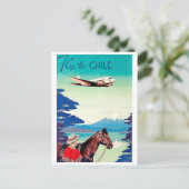 Vliegen naar Chili, man met paard, luchtvaartmaat Briefkaart (Staand voorkant)