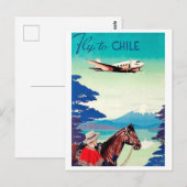 Vliegen naar Chili, man met paard, luchtvaartmaat Briefkaart (Voorkant / Achterkant)