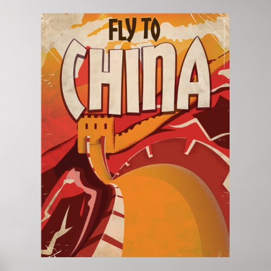 Vliegen naar China — vintage-reis Poster (Voorkant)